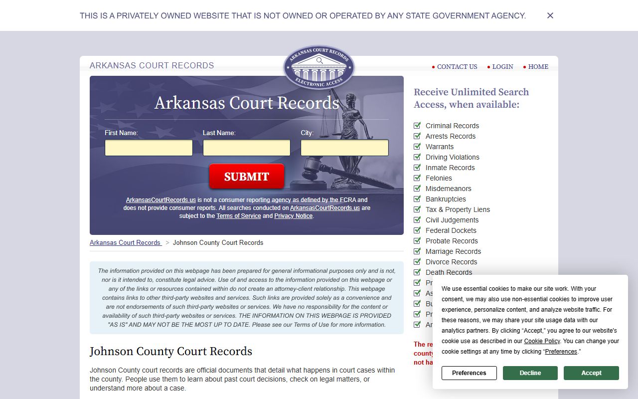 johnson county court records search clarksville arkansas divorce