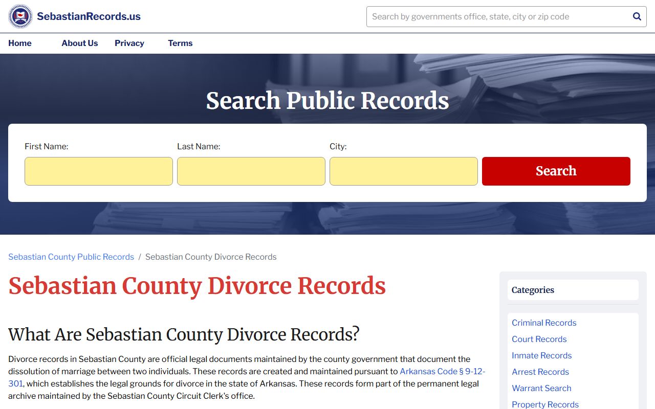 sebastian county divorce records circuit clerk fort smith arkansas
