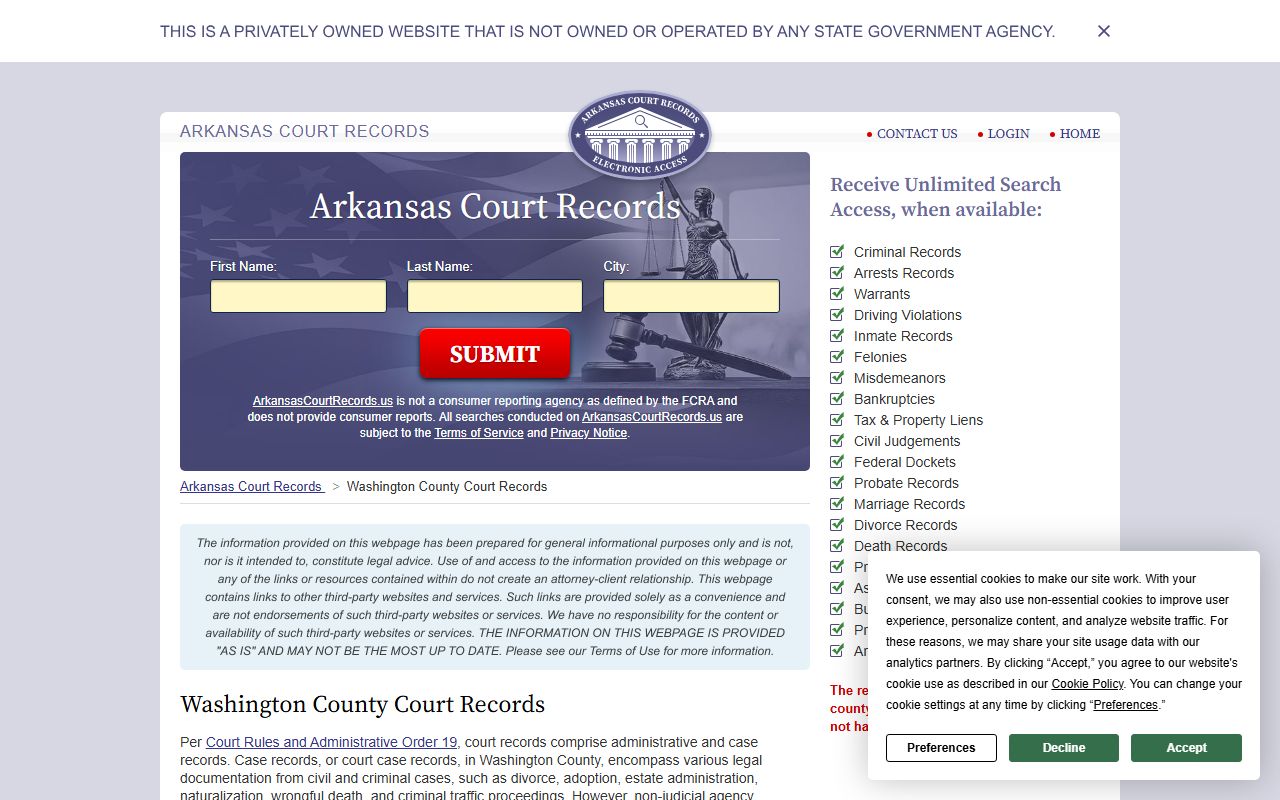 washington county divorce records circuit clerk fayetteville arkansas